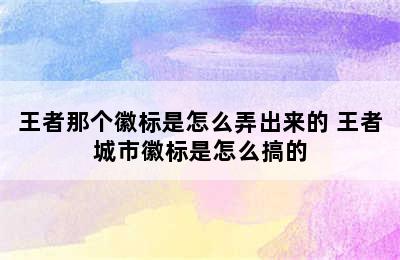 王者那个徽标是怎么弄出来的 王者城市徽标是怎么搞的